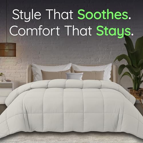 Image of HomeSmart Weighted Comforter King Size, 40lbs - 3X More Fluffy Than A Weighted Blanket, Soft Breathable Fabric, Also Fits California King Beds