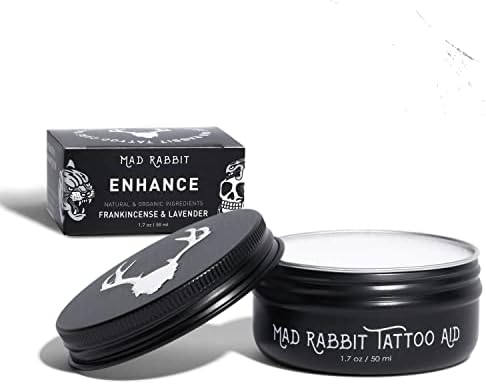Mad Rabbit Tattoo Balm & Aftercare Cream- Color Enhancement that Revives Old Tattoos, Hydrates New Tattoos, Made With Natural Ingredients + Petroleum Free, Daily Tattoo Lotion Moisturizer & Brightener