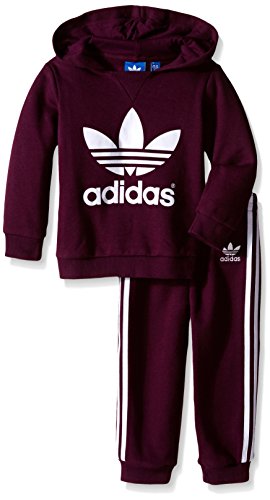 adidas Originals Infant Trefoil Set, Merlot/White, 3T