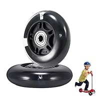 Scooter Replacement Wheels, 2 Pcs LED Flash Wheel 80MM, Mini Maxi Micro Scooter Skate Wheels Flashing Roller Lights Back Rear ABEC-7 80MM for Kids & Teens Indoor Outdoor Skating (Black)