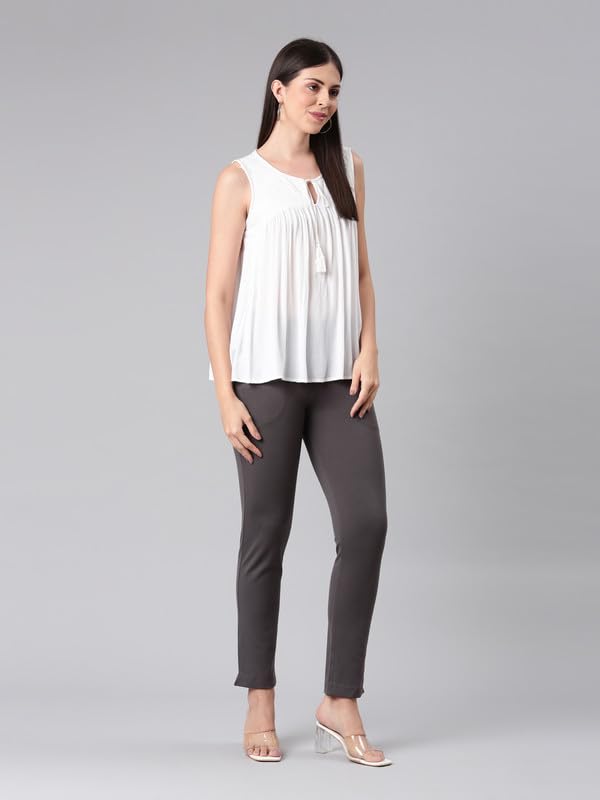 Image of GO COLORS Ponte Smart Kurti Pants Full Length for Women | Breathable, Mid Rise