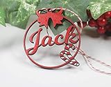 Personalized Red Christmas Ornament with Name, Candy Cane Theme