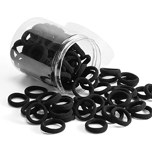 100 Pcs Baby Hair Ties, Seamless Cotton Toddler Hair Ties For Girls And Kids, Black Small Soft Hair Elastics Ponytail Holders #TOP1