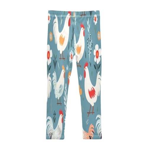 Bolaz Toddler Girls Leggings Printed Yoga Pants Leggings White Red Chicken for Kids2