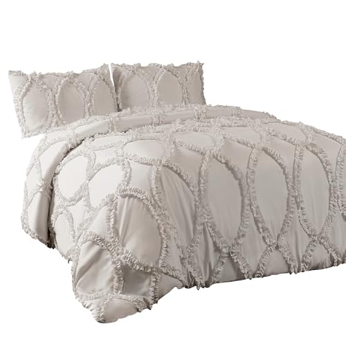 Housse de couette king gris clair en parure 3 pièces pour un lit douillet - 8