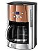 Russel Hobbs Machine à Café, Cafetière Filtre 1,8L Inox, 12 Tasses, Programmable, Auto-Nettoyante - Cuivre 24320-56 Luna