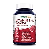 Vitamin B12 - 5000 MCG 150 Veggie Capsules (Non-GMO & Gluten Free) - Max Strength Vitamin B 12 Support to Help Boost Natural Energy, Benefit Heart Function