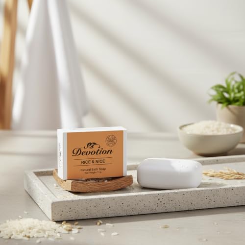 Image of Devotion Rice & Nice Natural Bath Soap - Pack of 6 | 75g Each | Moisturizing, Natural Ingredients for Soft Skin