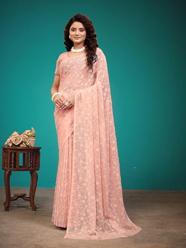 Image of Garden Vareli Viscose Brasso Floral Print Saree