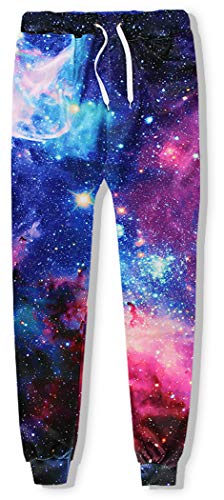BarbedRose Men/Women 3D Printed Sweatpants Funny Joggers Pants Sports Trousers Track Sweatpant,Galaxy