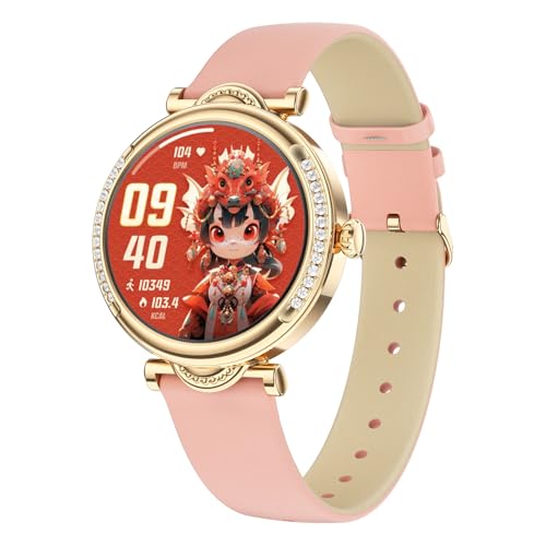 Tipmant Women's Smartwatch with Phone Function Round Health Watch Pedometer Watch with 123 Sports Modes SpO2 Heart Rate Monitor Menstrual Cycle Sleep Monitor IP68 Waterproof Fitness Watch Women for