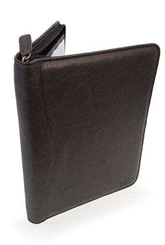 Ashwood - Herren Leder A4 Notizbuchtasche - Schreibmappe mit Reißverschluss - Konferenzmappe Passend für ein Notizbuch - Braun