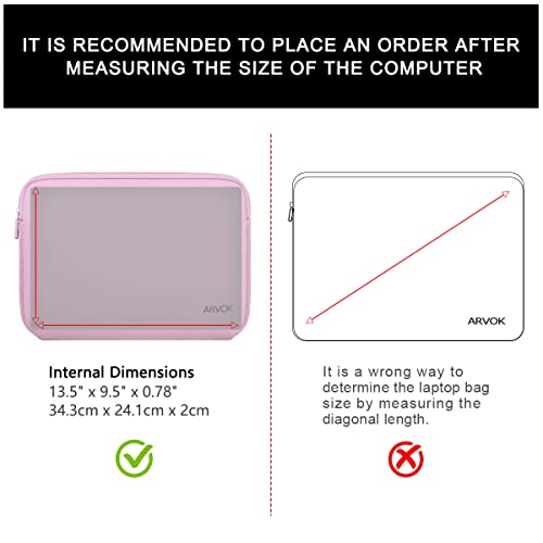 Image of Arvok 13 13.3 14 Inch Laptop Sleeve Case for MacBook Pro /MacBook Air 13-14 inch, Water-Resistant Notebook Chromebook Computer Pouch, Carrying Bag Cover for HP /Dell /Lenovo /Asus /Acer, Pink
