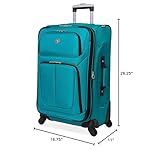 SwissGear Sion Softside Expandable Luggage – Medium Checked Suitcase with 360 Degree Wheels & Retractable Handle – 25 Inch, Perfect for 1-7 Night Trips – Teal - Image 3