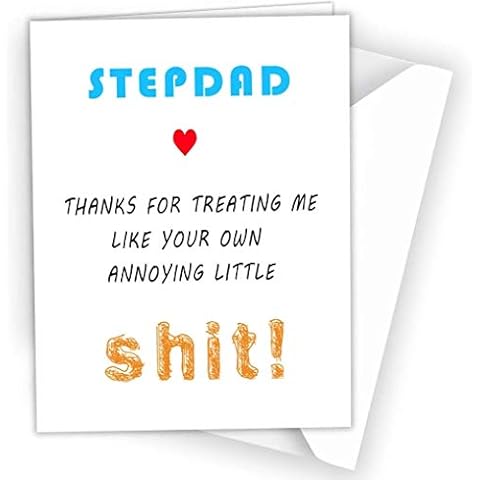 Birthday Card, Fathers Day Card for Stepdad, Comical Rude Funny Joke Greeting Card Cover