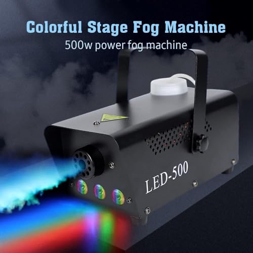 Image of DaBeatz Fog Machine 500W with 13 RGB LED Colors & Indicator Light, Includes 2 Wireless Remote Controls - Party Smoke Machine for Halloween, Weddings, Festivals & Indoor Events