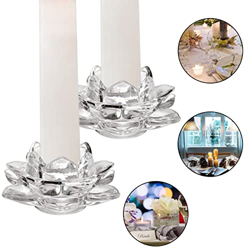 Zoofox Set Of 6 Glass Tealight Candle Holder, Votive Candle Holders, Clear Crystal Lotus Tealight Candle Holder For Wedding Table Centerpieces, Party And Home Decor #TOP3