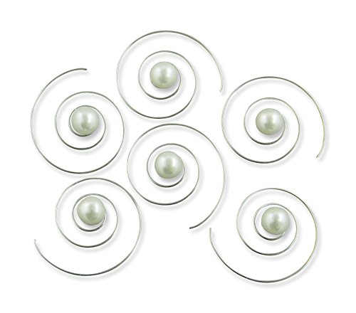 Rivelle Damen Curlies Perlen 6 mm creme 12 Stück Haarspiralen Haarschmuck Hochzeit Brautschmuck