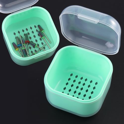 Nail Tool Sterilizer Box Plastic Sterilization Tray for Nail Art Accessories Tools, Portable Disinfectant Container Soaking Box with Strainer for Nail Drill Bits Manicure Cleaning Equipment