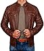 NM-Fashions Mens Cafe Racer Biker Diamond Quilted Lambskin Leather Vintage Motorcycle Style Jacket Brown Large