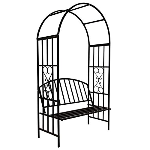 ZH-1 Gartenbank aus Metall Rankhilfe Rosenbogen, Stabiles...