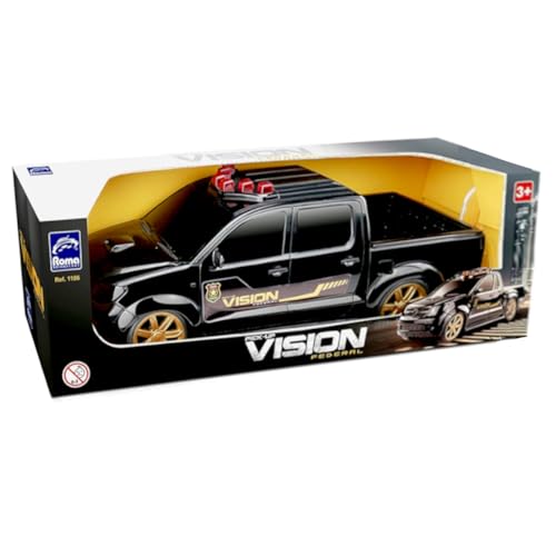 Kit 2 Carrinhos de Polícia Caminhonete S10 PM e Federal Roma