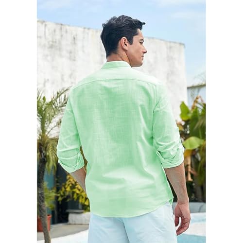 Image of Vida Loca Men Full Sleeve Solid Cotton Blend Straight Slim Fit Kurta Shirt for Men's.