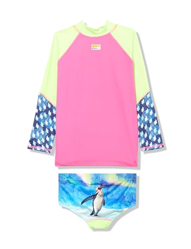 Image of Girls' Long Sleeve Swim Set: Rash Guard with Side-tie Gathering Details at Hem and Panty