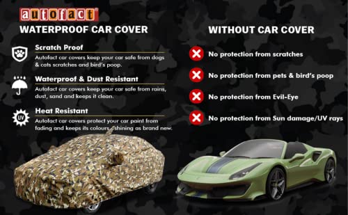 Image of Autofact Waterproof Car Body Cover Compatible with Volkswagen Ameo (2016 to 2018) with Mirror and Antenna Pockets (Camouflage Design)