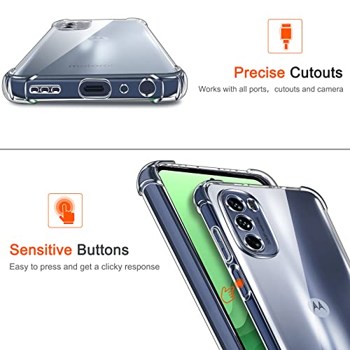 Image of Lustree Back Cover Transparent Case Compatible with Motorola G62 | Clear + TPU Case with 4 Corner Air Cushion Protection & Camera Protection | Slim& Stylus Cover