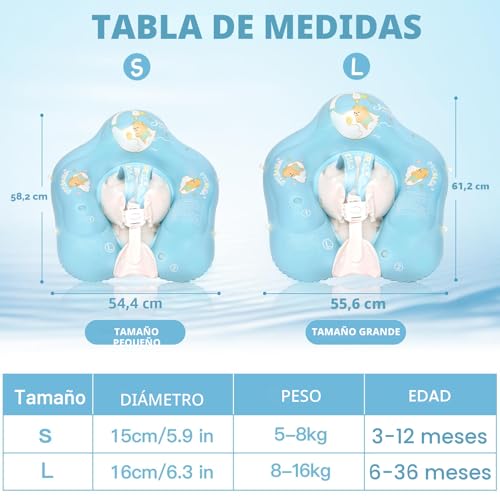 Flotador para bebé LOOWARTS con sombrilla UPF 50+ y asiento de seguridad para 3-36 meses 6