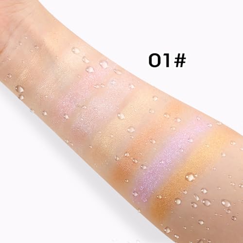 Boobeen 8 Colors Highlighter Makeup Highlight Powder Palette, Shimmer Facial Illuminator Bronzer Palette Waterproof Long Lasting, Highlighting Eyeshadow & Defining the Face - Image 4