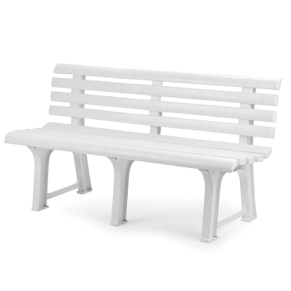VIRSUS Panchina da Giardino di colore Bianco, Misura 145x49x74 cm, Panca a 3 Sedute, Resistente ai Raggi UV e Intemperie, Panchina da Esterno -ORC008F