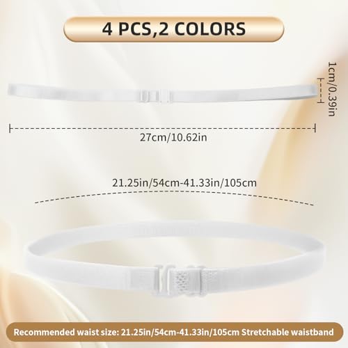 4 Pcs Adjustable Band For Crop Tops,Women Elastic Stretch Belt,Shirt Tuck Band For Women,Crop Band For Tucking Shirts,Shirt Cropping Band(Black, White)2