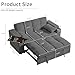 hansones 65'' 3-in-1 Folding Convertible Sofa Bed, Queen Size Pullout Sofa, Modern Chenille Fabric, 360° Swivel Side Table, Easy Assembly, Perfect for Living Room