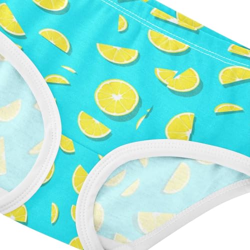 Joisal Yellow Lemon Slices Turquoise Blue Toddler Underwear Floral 2t Cotton Panties Little Girl Durable Briefs Kids Undies4
