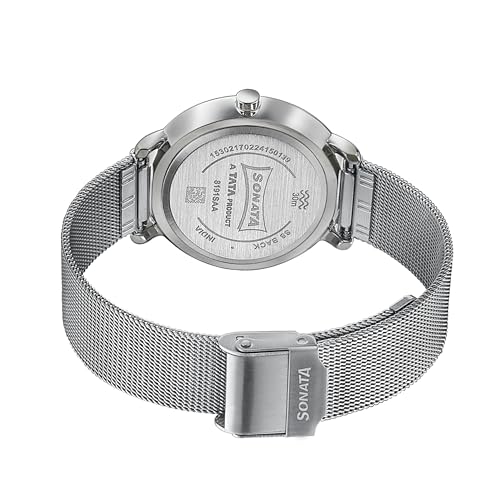 Image of Sonata Sleek Grey Dial Stainless Steel Strap Analog Watch for Women-8191SM01
