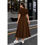 preneum girls womens solid color v neck a line maxi dress for women new year party outfit waist cinched puff sleeve western elegant casual wear availble in plus size