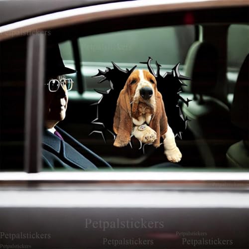 Image of Vinyl Dog Stickers - Car Decals for Women & Dog Lovers (Basset Hound)