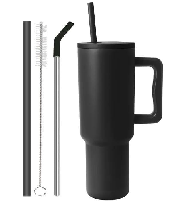 Image of Stainless Steel Tumbler Hot and Cold with Handle, lid and Straw, Leak Proof Mug Cupholder for Gym, Travelling,Office,School Cupholder.