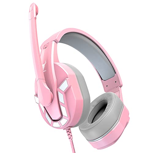 Kikc PS4 Gaming Headset mit Mikrofon für Xbox One PS5 PC Handy Notebook Gaming Kopfhörer mit Einstellbarer Lautstärke und weichen Ohrenschützern Kopfhörer für Kinder Cover