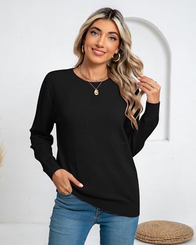 Image of Ficerd 2 Pack Women's Fall Sweater Crew Neck Tops Knit Pullover Tops Long Sleeve Shirts Blouse Casual Outfit Fashionable 2025