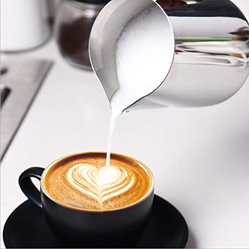 Coffee 20 oz Stainless Steel Milk Frothing Pitcher - Measurements on Both Sides Inside - Perfect for Espresso Machines, Milk Frothers, Latte Art