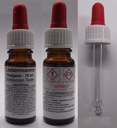 Schnelltest für Drogen und Substanzen Tester mit Farbskala - Liebermann Reagenz 10 ml - Testet 93 Substanzen und Drogen - für ca.50 Anwendungen
