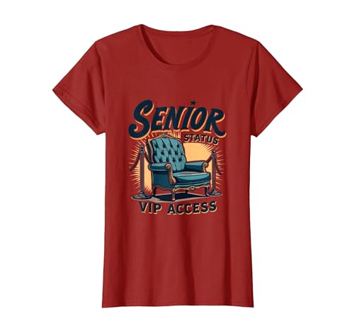 Senior Status VIP Access Retirement Design T-Shirt, Women, Cranberry Red, 3X-Large
