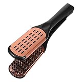 LIFKOME Cepillo Alisador de Pelo Forma de V Doble Cara Cerdas de Peluquería, Peine para Cabello Liso Profesional, Herramienta Portátil para Peinar y Alisar en Casa o Viaje, Color Dorado