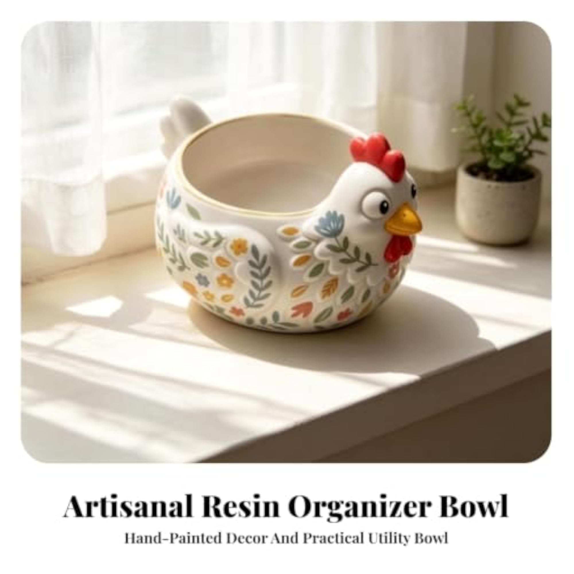 Resin Chicken Shaped Bowl, Open-Top Storage Box Gift
