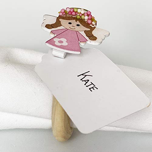 NAPKIN RING HANDMADE //ANGEL NAPKIN RING & NAME HOLDER -SET OF 4//This Angel Napkin Ring Set Is Great To Decor Your Table For Christening Decoration Or First Communion //Handmade Rustic Napkin Rings