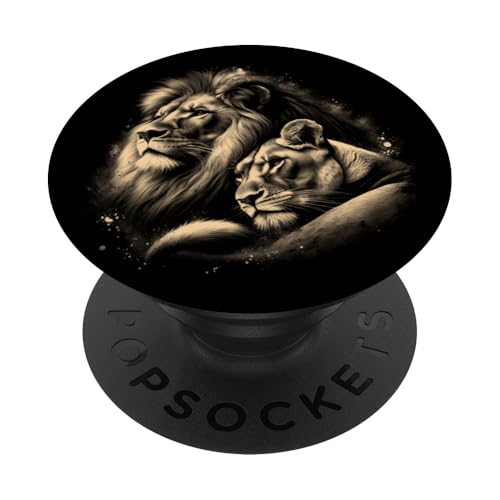Lion and Lioness - Love, Loyalty and Partnership on Chest PopSockets Standard PopGrip