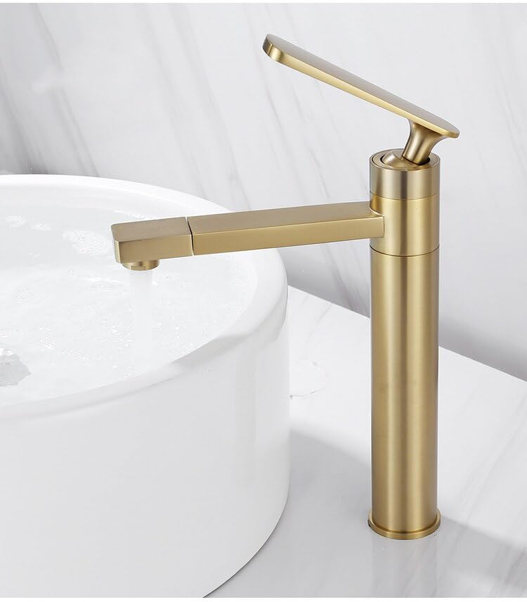 Robinet de lavabo en cuivre mitigeur salle de bains pour évier vasque or brossé